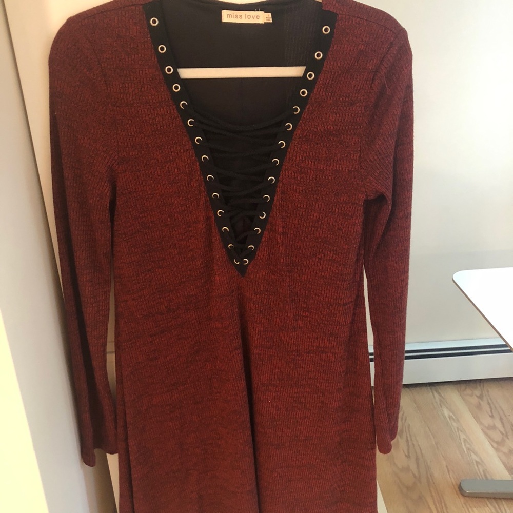 Lace Up Mini knit dress